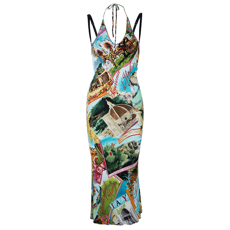 Dolce and Gabbana Multi-print Bustier Dress S