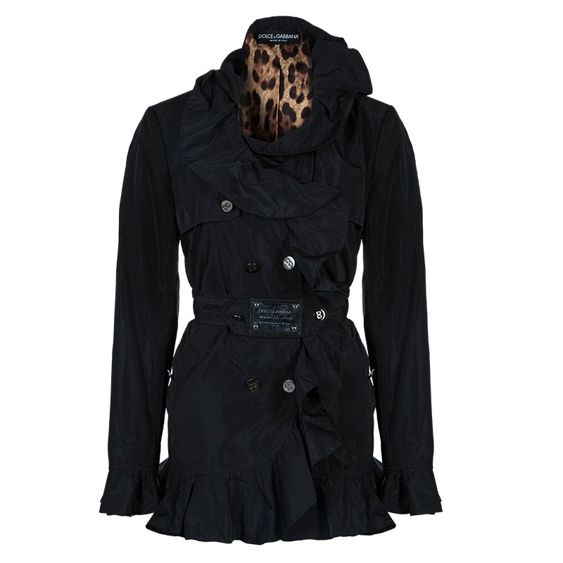 Pre Owned Dolce and Gabbana Black Nylon Coat M