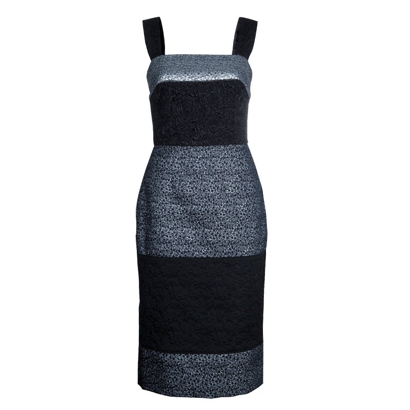 Dolce and Gabbana Black and Silver Broad Strap Dress S