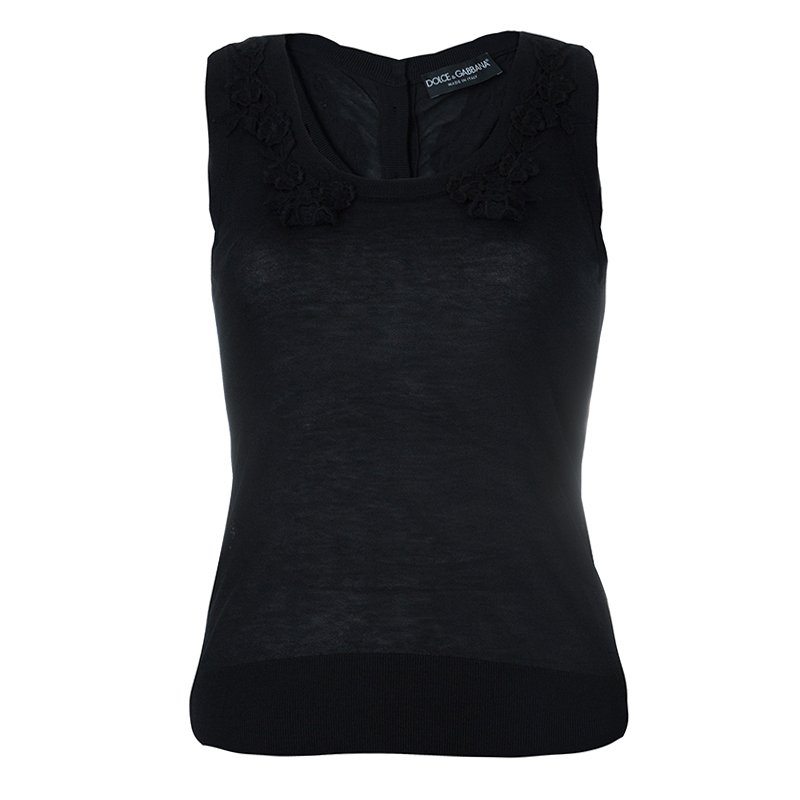 Pre Owned توب دولتشي أند غابانا تريكو أسود مورد S