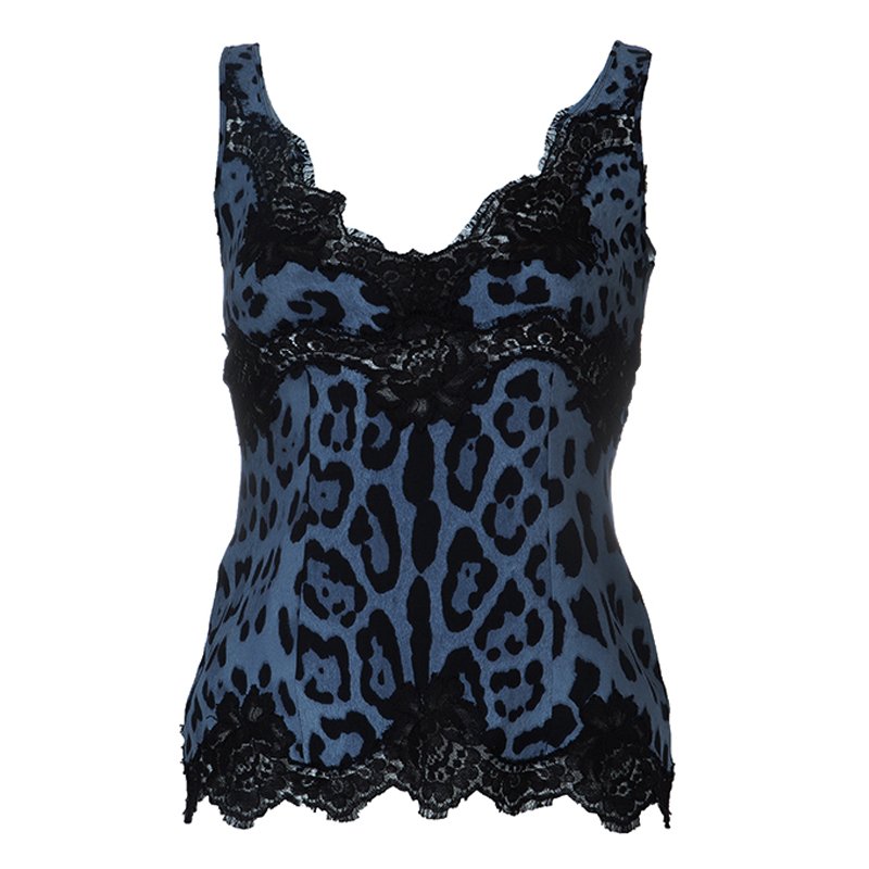 Pre Owned Dolce and Gabbana Leopard Print Sleeveless Top S