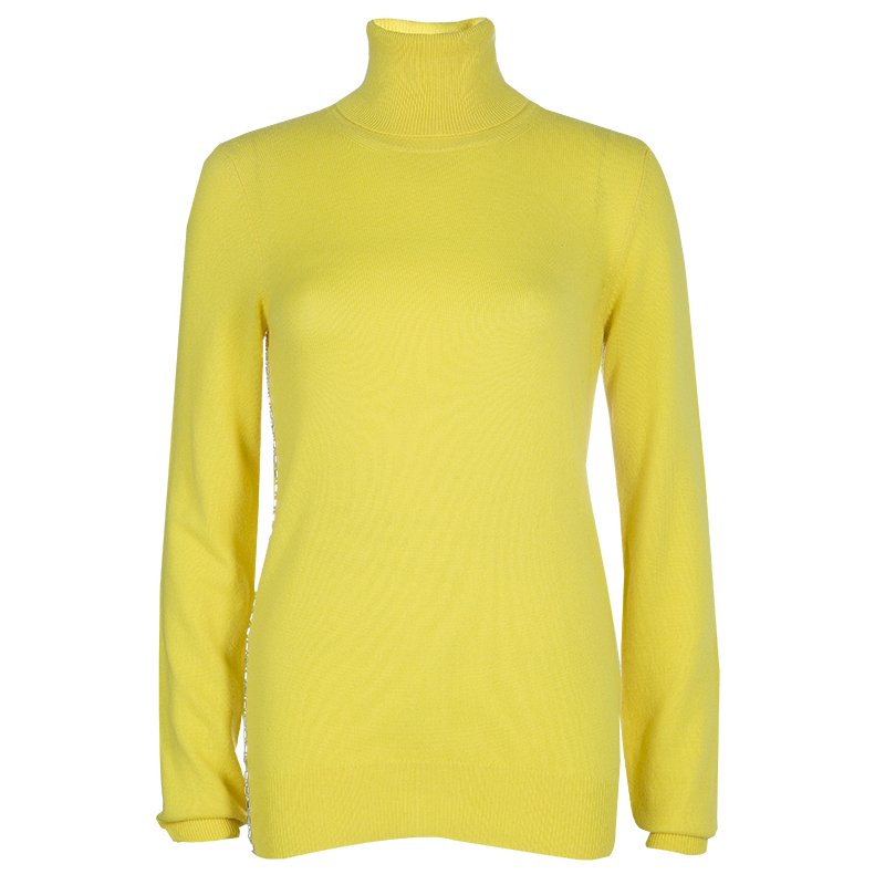 Pre Owned Dolce and Gabanna Yellow Turtleneck Knit Sweater M