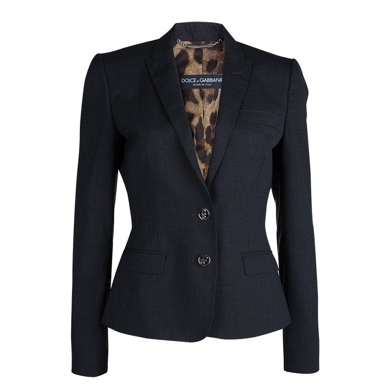 Pre Owned Dolce And Gabbana Dark Grey Fitted Blazer S