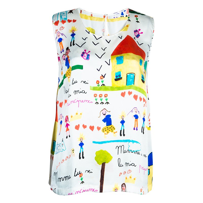 Pre Owned Dolce And Gabbana  Children's Drawing Print Top L