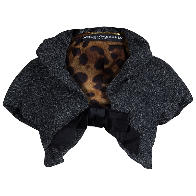 Dolce And Gabbana Grey Wool Bow Detail Bolero Jacket M