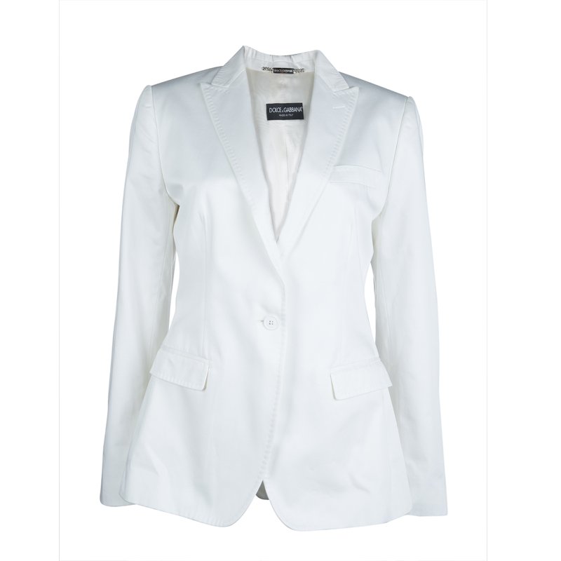 مملوكة مسبقًا Dolce And Gabbana White Cotton Tailored Blazer M