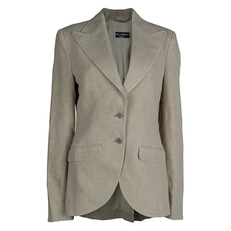 Pre Owned جاكيت بليزر دولتشي آند غابانا كتان بيج M