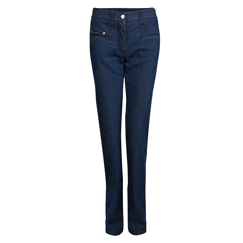 Pre Owned بنطلون جينز دولتشي أند غابانا أزرق نيلي داكن بقصة بوت S