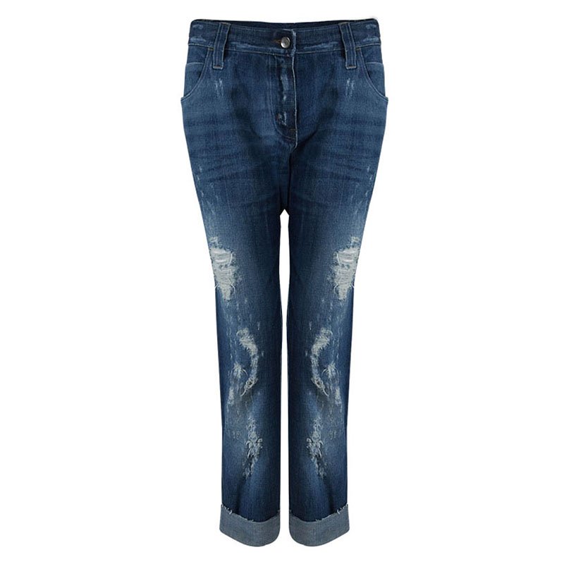 مملوكة مسبقًا Dolce And Gabbana Blue Distressed Denim Jeans L