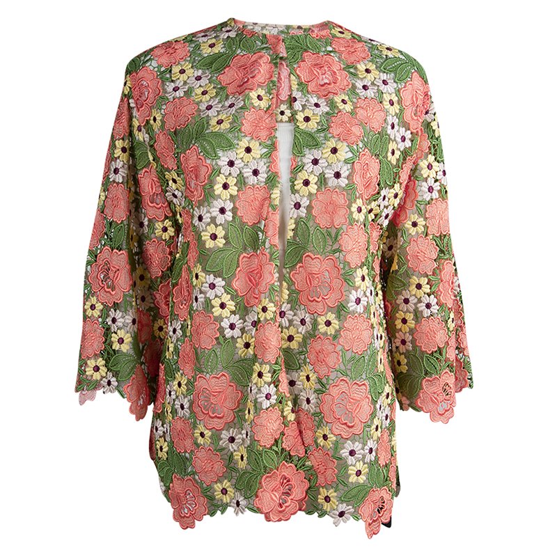 Dolce And Gabbana Multicolor Floral Lace Jacket M