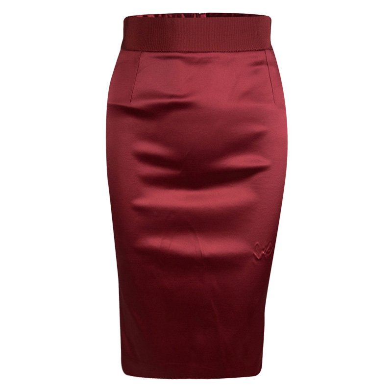 Dolce and Gabbana Red Satin Pencil Skirt S Dolce & Gabbana | TLC