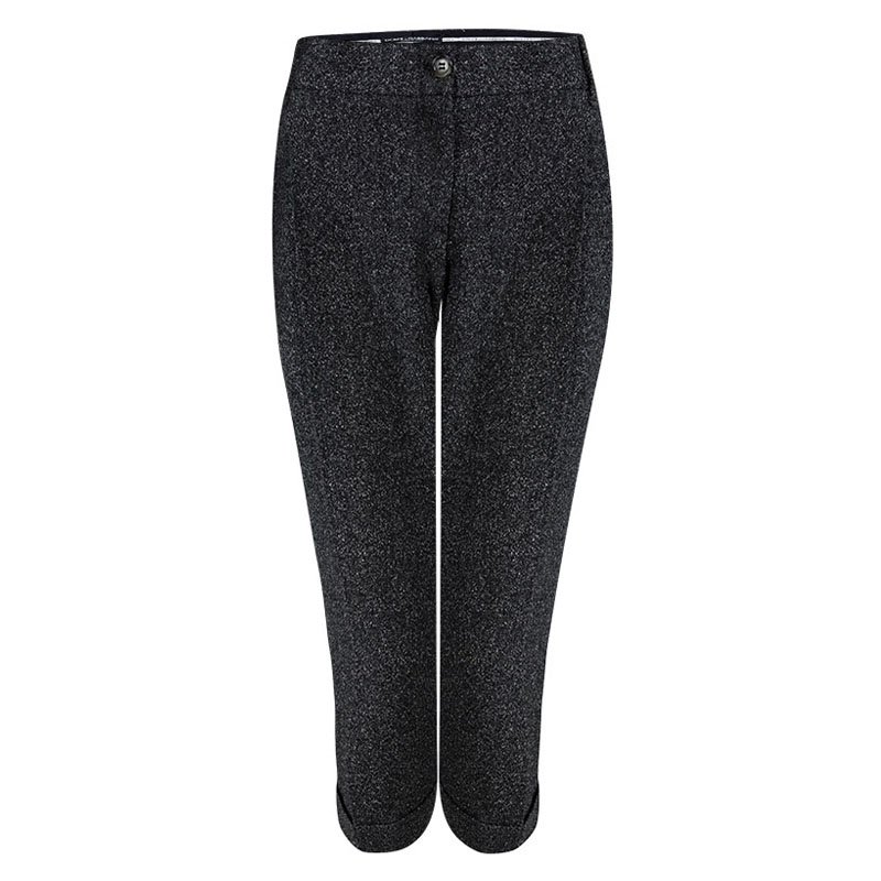 Pre Owned Dolce And Gabbana Grey Tweed Cropped Pants M