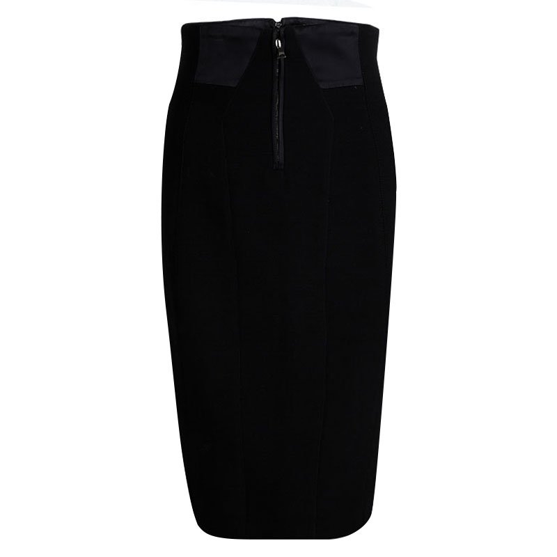 Pre Owned Dolce And Gabbana Black Wool Zip Detail Pencil Skirt M