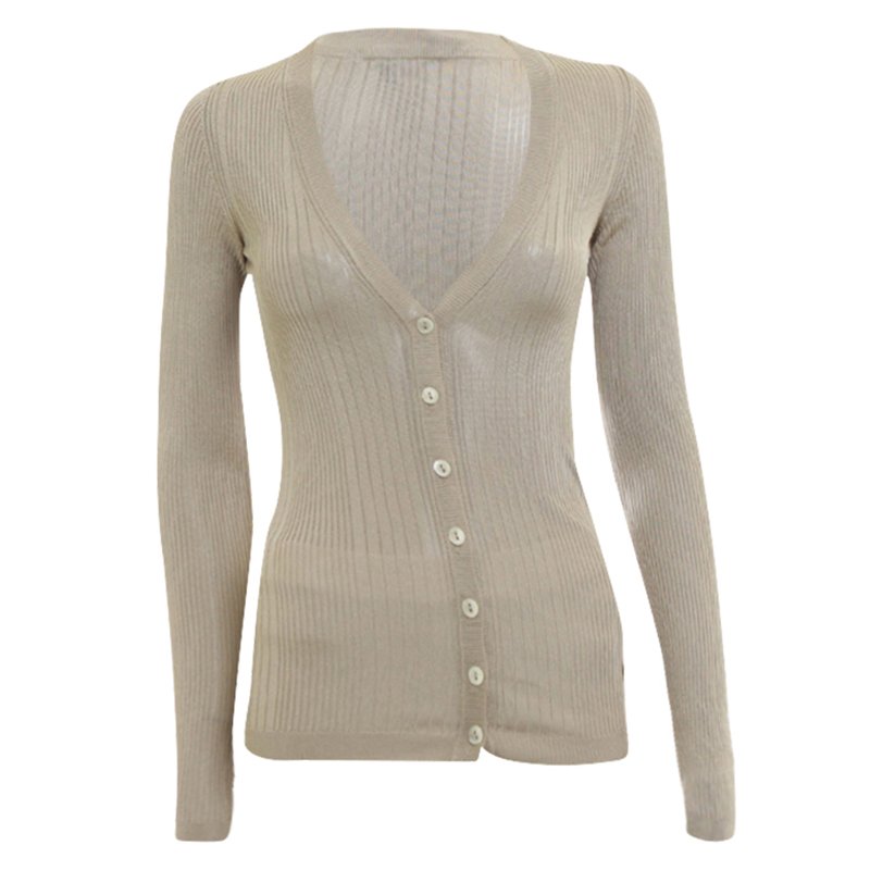 Pre Owned Dolce & Gabbana Beige Knit Cardigan S
