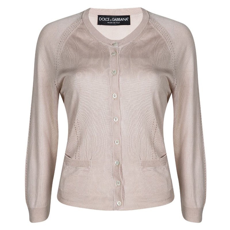 Pre Owned Dolce and Gabbana Blush Pink Long Sleeve Cardigan M