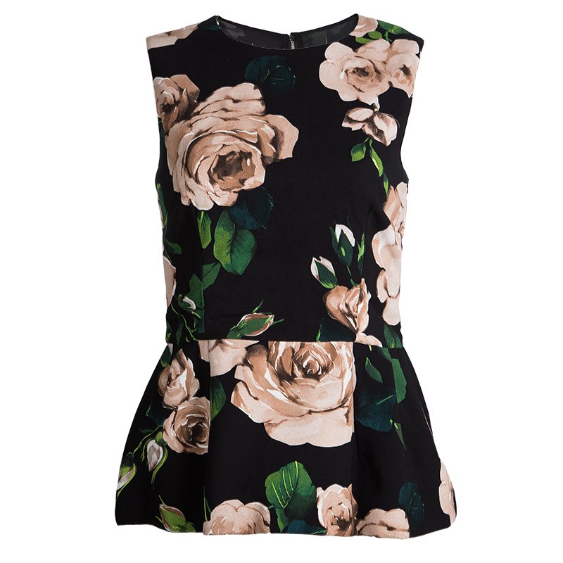 black floral peplum top