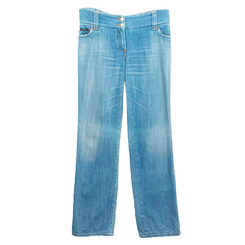 Pre Owned بنطلون جينز دولتشي أند غابانا أزرق بأرجل واسعة M