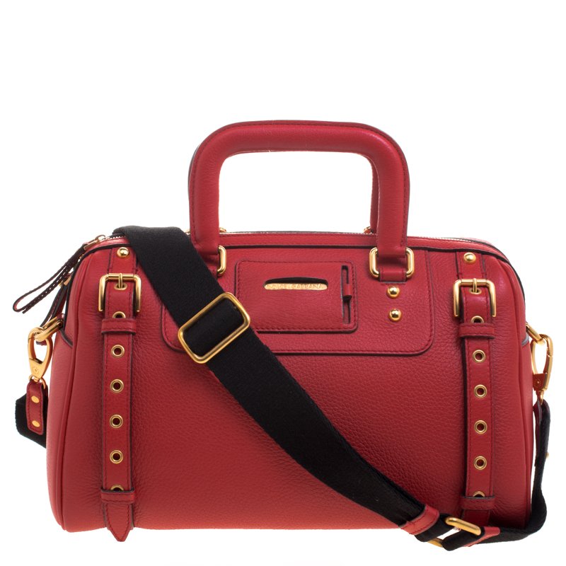 Dolce and Gabbana Red Leather Miss Easy Way Boston Bag