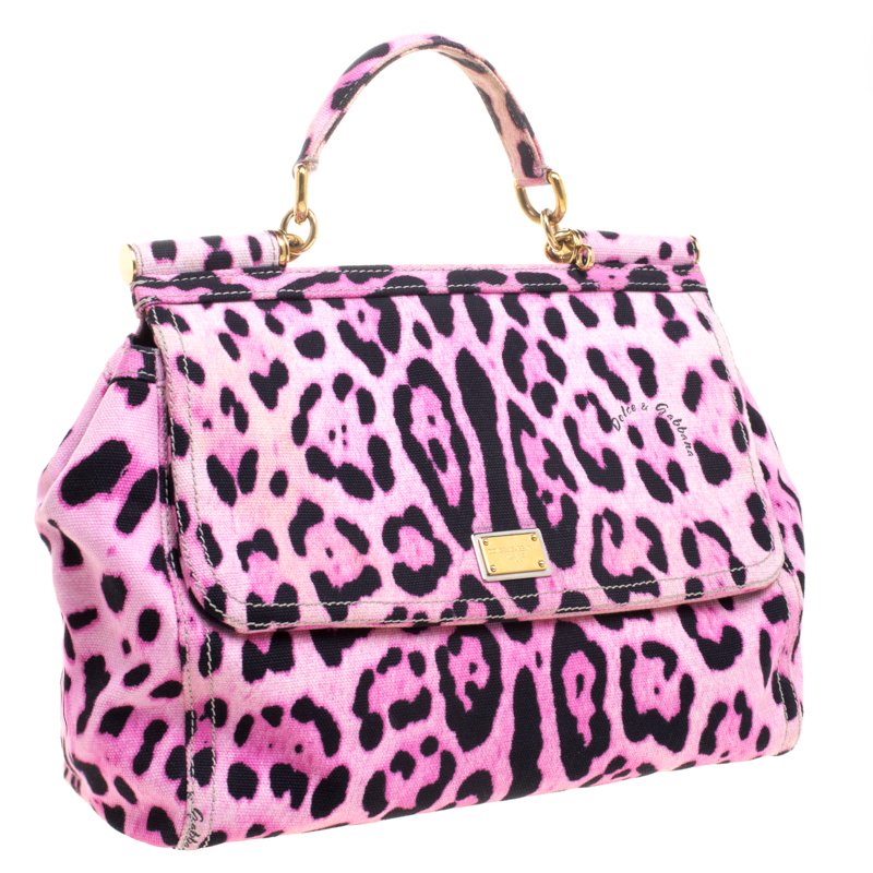 Dolce & Gabbana Leopard Print Coated Canvas 'Sicily' Top Handle Bag w/ –  Mine & Yours
