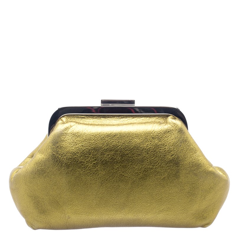 【VIP価格】DOLCE & GABBANA Velvet Gold Frame Clutch Dolce and Gabbana Gold Leather Frame Clutch Dolce & Gabbana