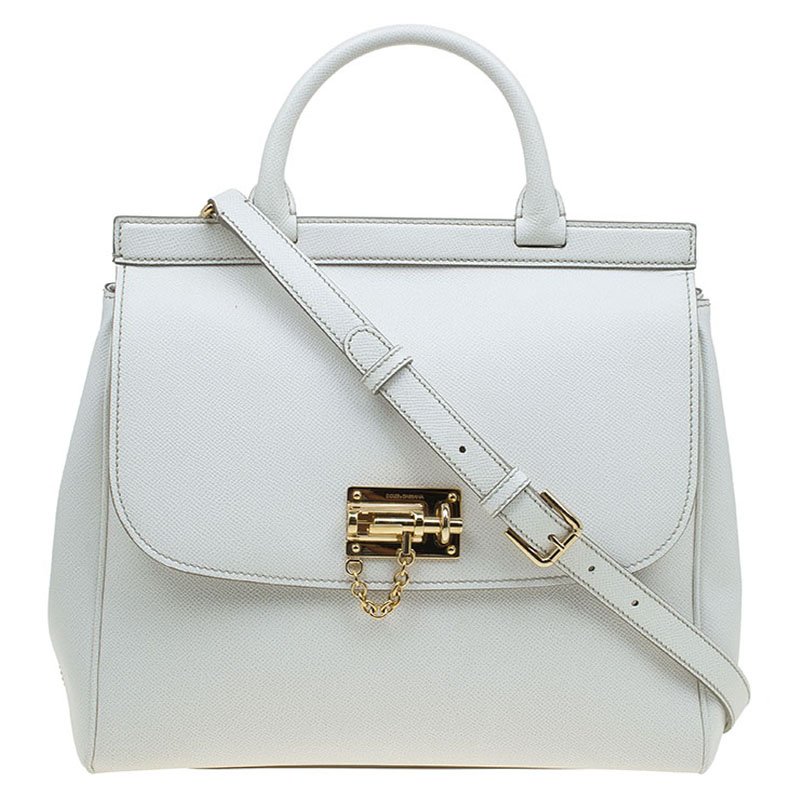 Dolce and Gabbana White Leather Top Handle Bag