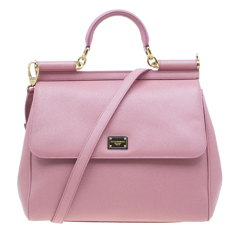 Dolce and Gabbana Pink Leather Large Miss Sicily Tote
