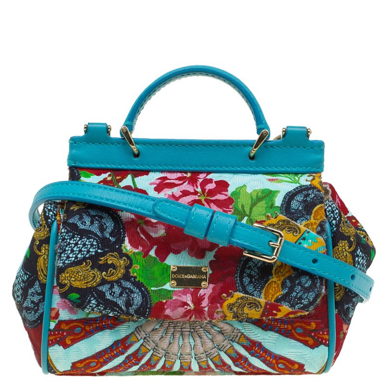مملوكة مسبقًا حقيبة يد دولتشي أند غابانا ميس سيسيلي مايكرو طباعة زهور متعددة الألوان