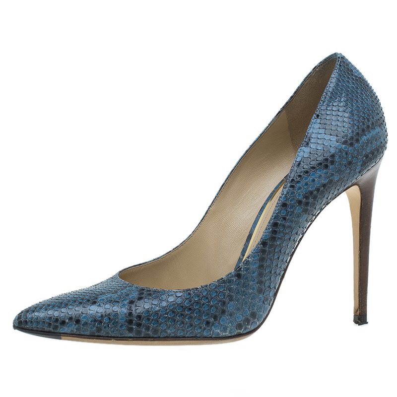 Dolce and Gabbana Blue Python Belluci Pointed Pumps Size 39