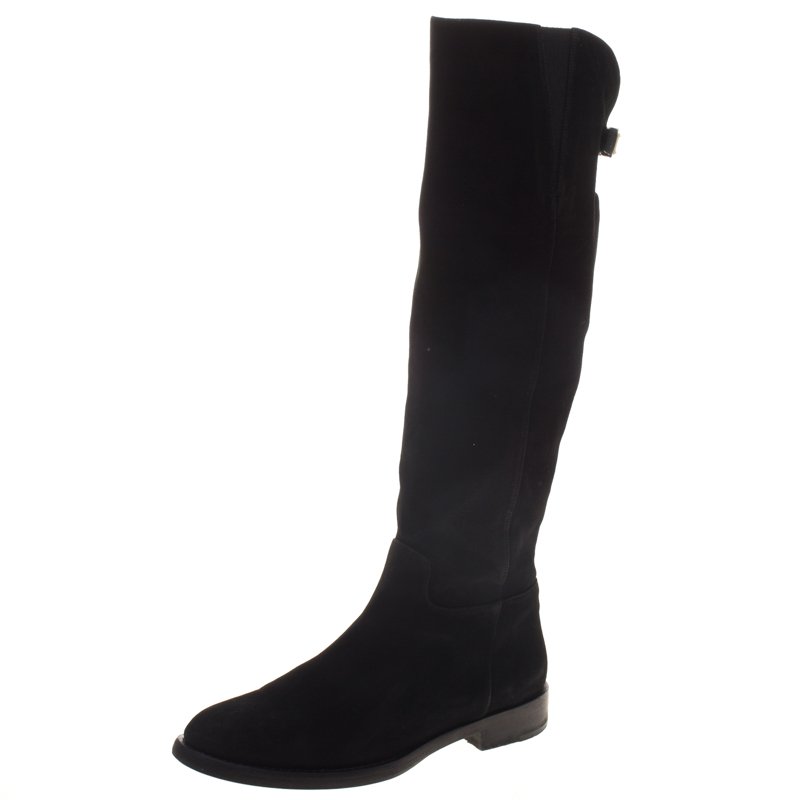 Dolce and Gabbana Black Suede Knee Length Boots Size 36