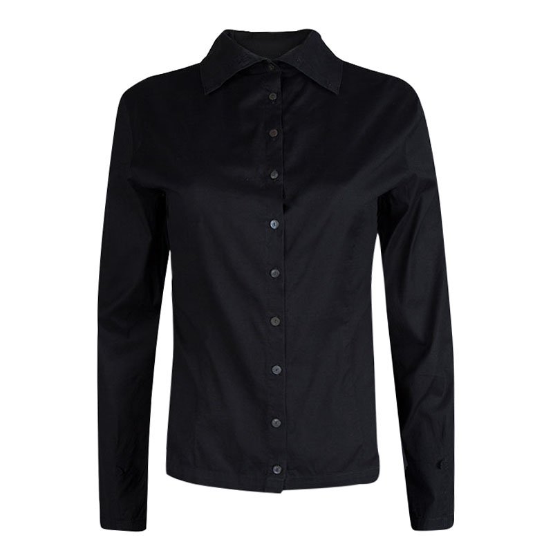 Pre Owned Dries Van Noten Black Cotton Long Sleeve Buttondown Shirt M
