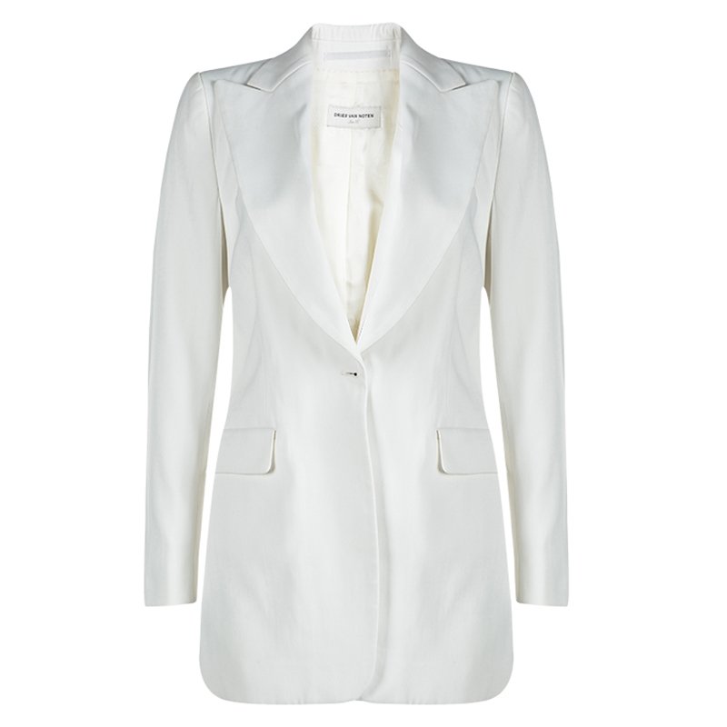Dries Van Noten Off White Snap Button Closure Blazer S
