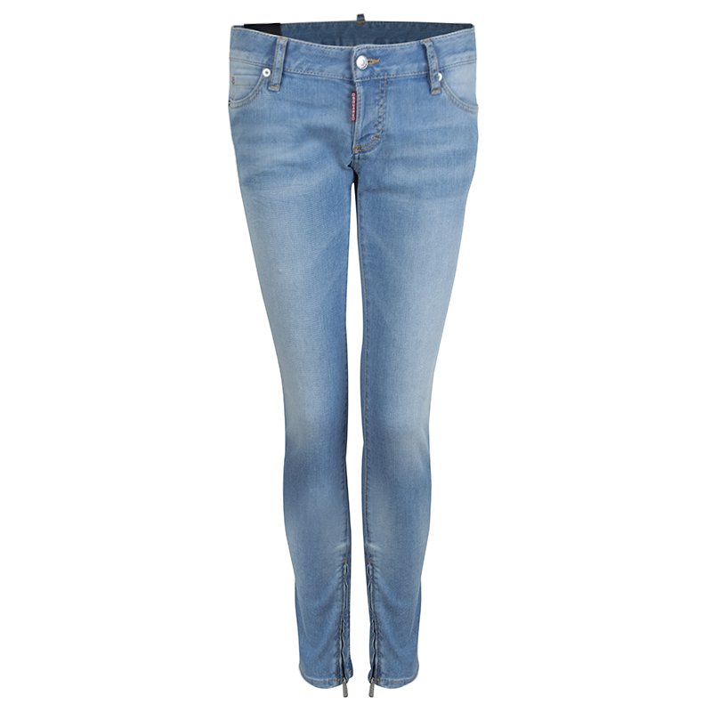 Pre Owned DSquared2 Indigo Light Wash Denim Zip Detail Skinny Jeans M