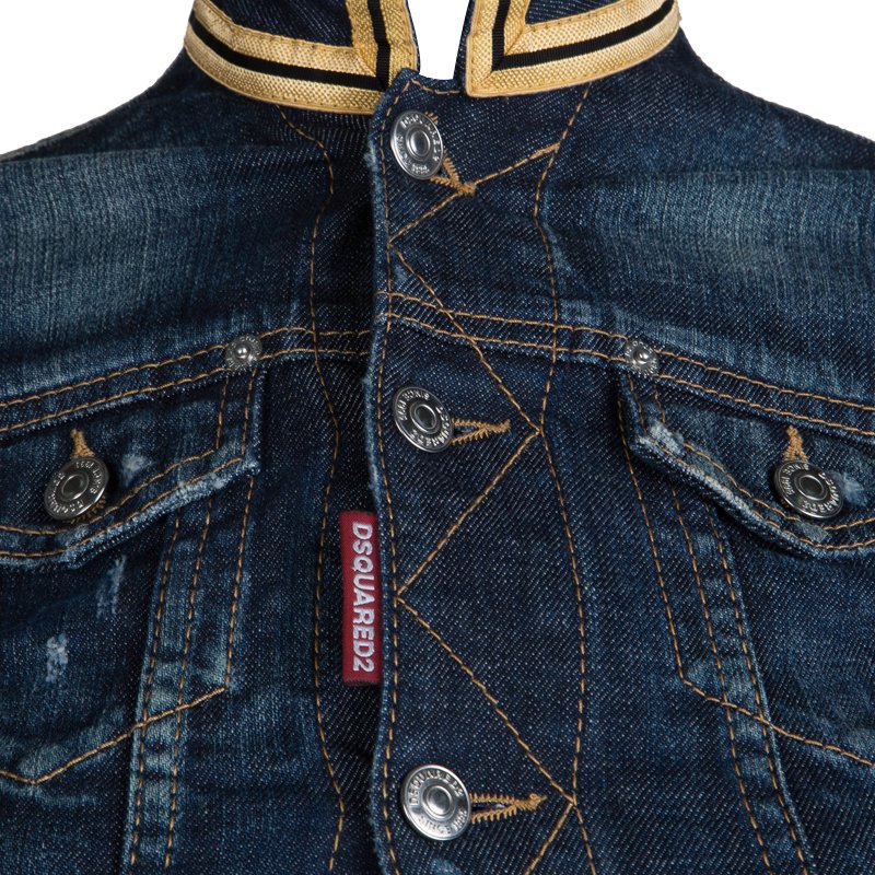 Download DSquared2 Indigo Denim Mock Waistcoat Layer Distressed ...