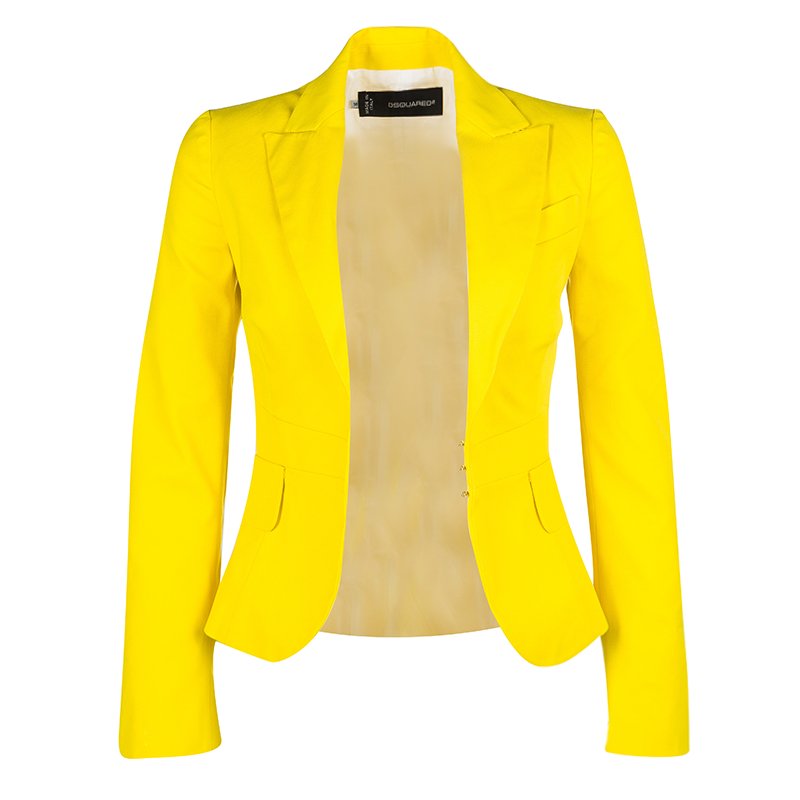 Dsquared2 Canary Yellow Fitted Cotton Blazer S