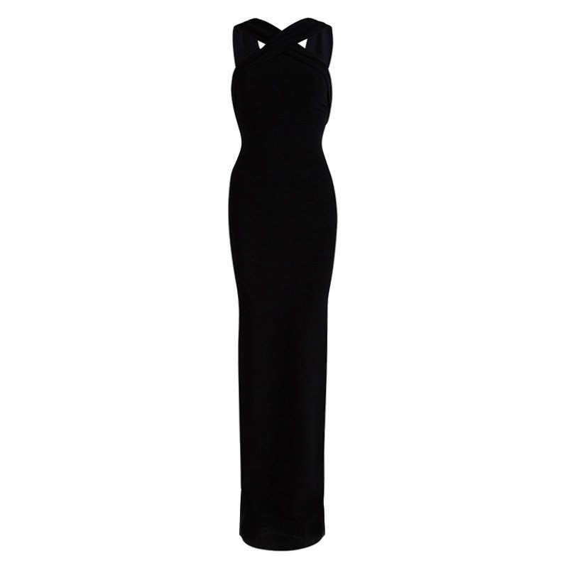Pre Owned Dsquared2 Black Cross Front Detail Maxi Dress XS