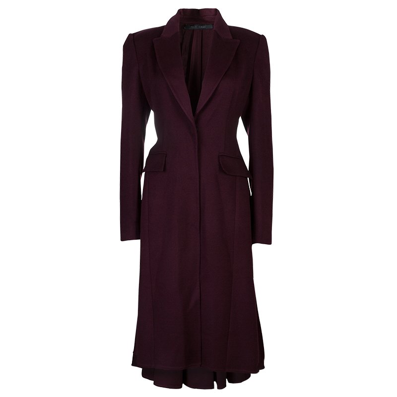 Pre Owned Elie Saab Burgundy Cashmere Coat M 