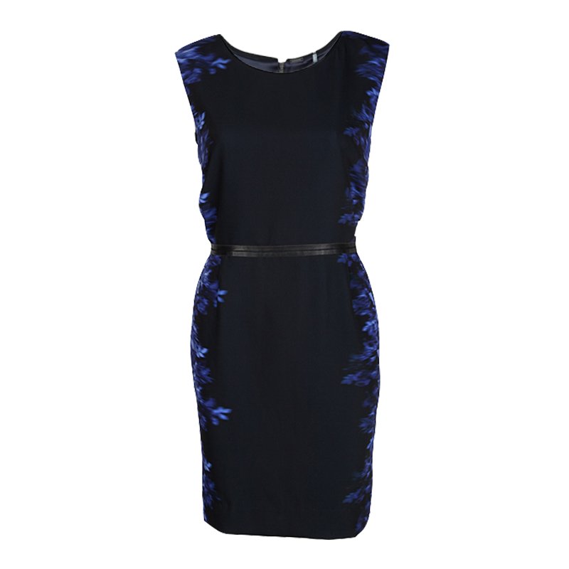 Pre Owned Elie Tahari Navy Yard Silk Beverly Sheath Dress L