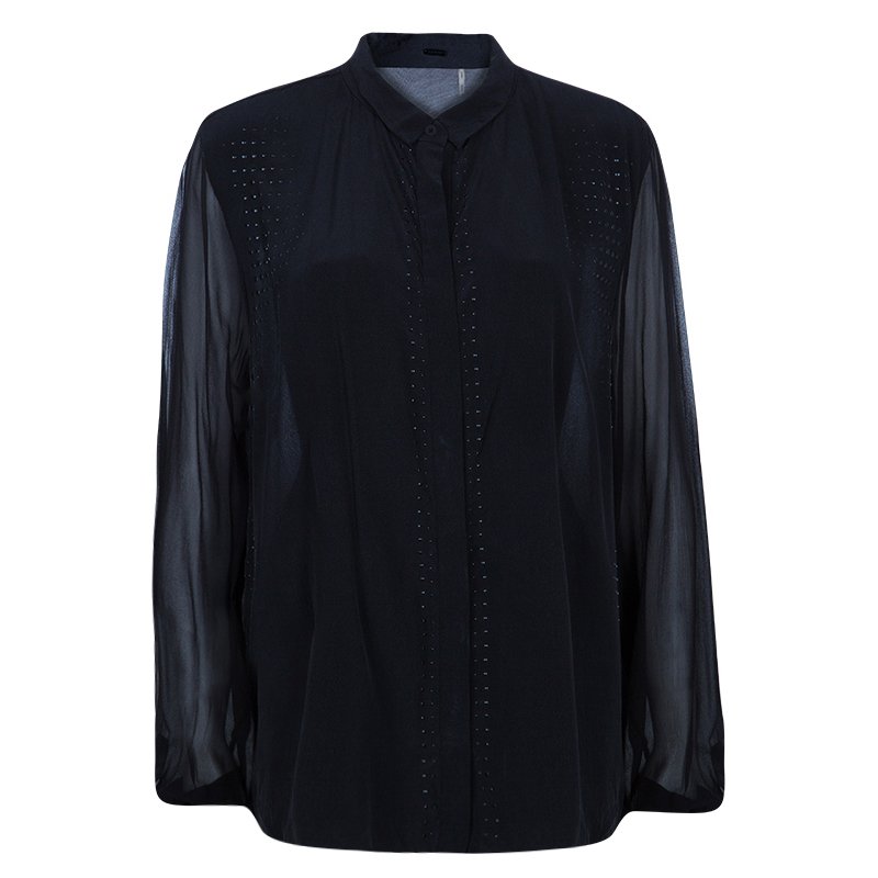 Elie Tahari Black Embellished Shirt XL