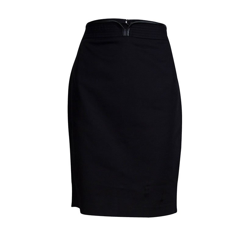 Pre Owned Elie Tahari Black Cotton Fitted Skirt M