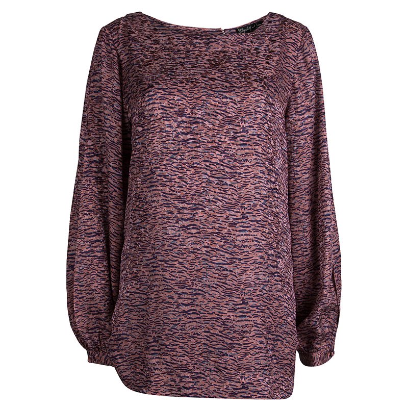 Elizabeth and James Multicolor Printed Silk Blouse L