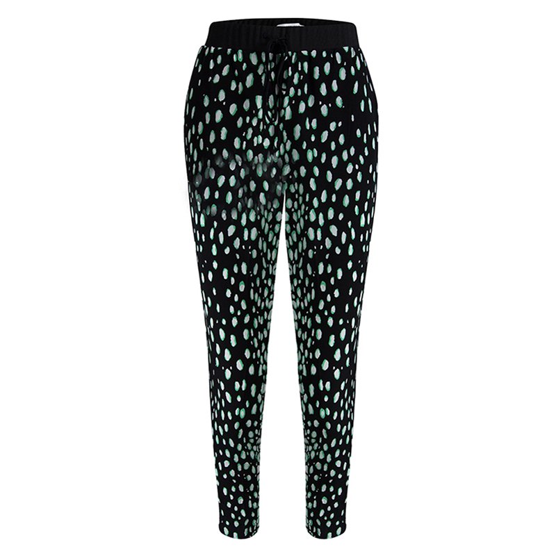 Elizabeth and James Black Printed Silk Elasticized Waist Pants S