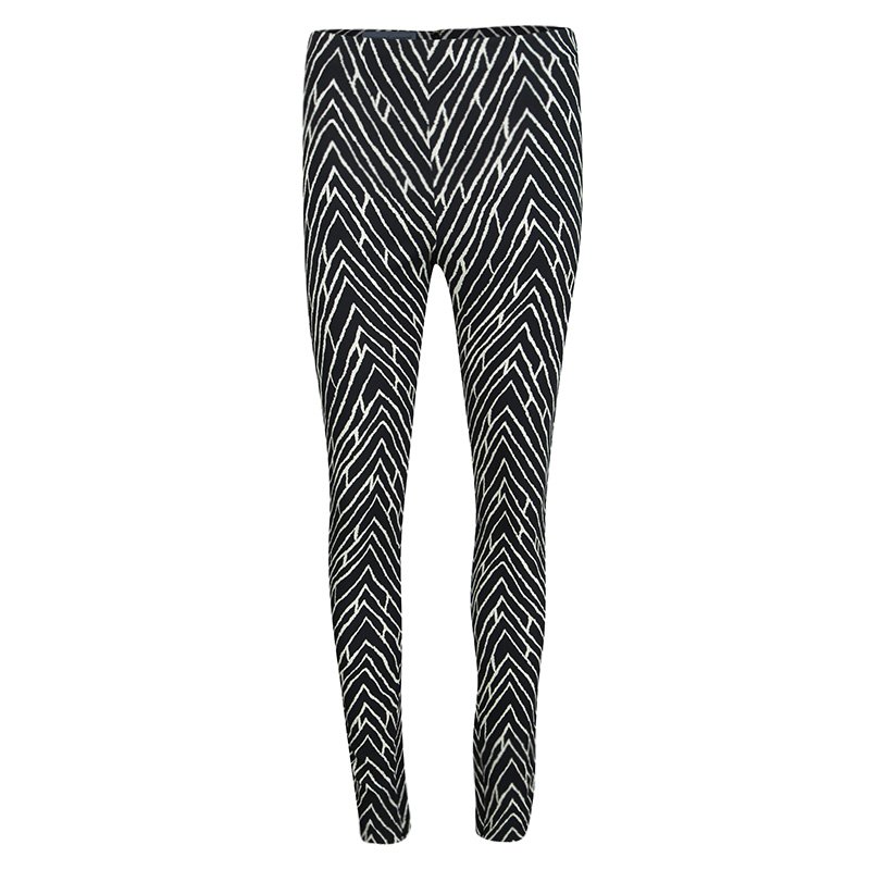 Emanuel Ungaro Monochrome Chevron Printed Tapered Trousers S