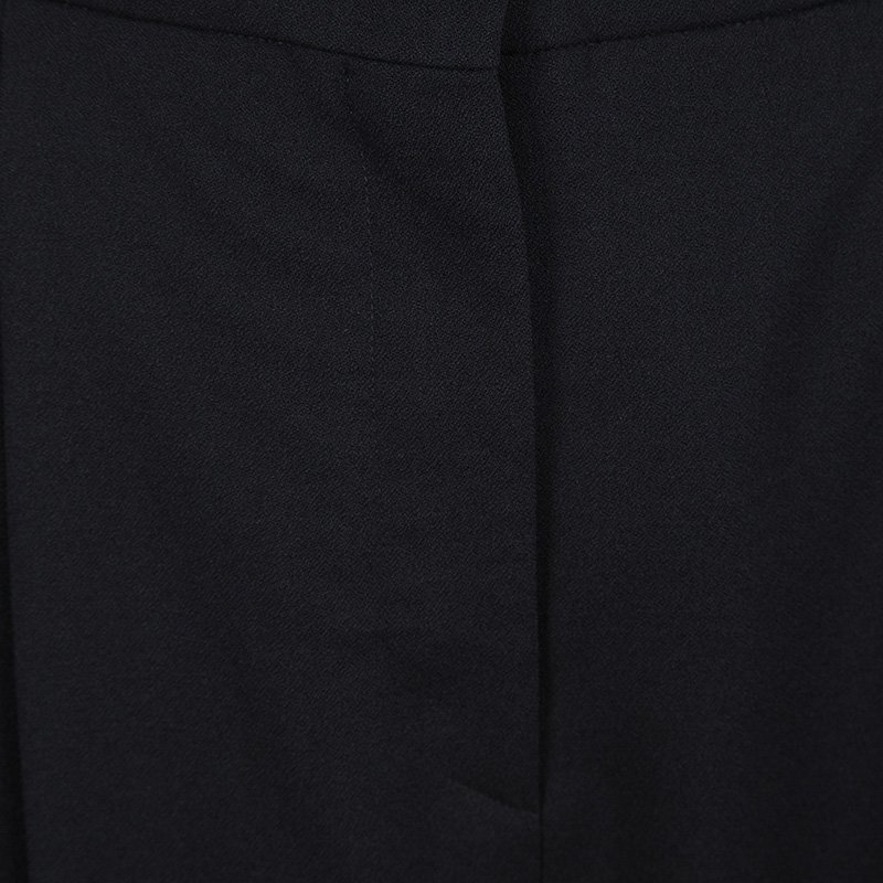 Pre Owned Emilio Pucci Black Wool Pleated High Waist Loose Fit Trousers L