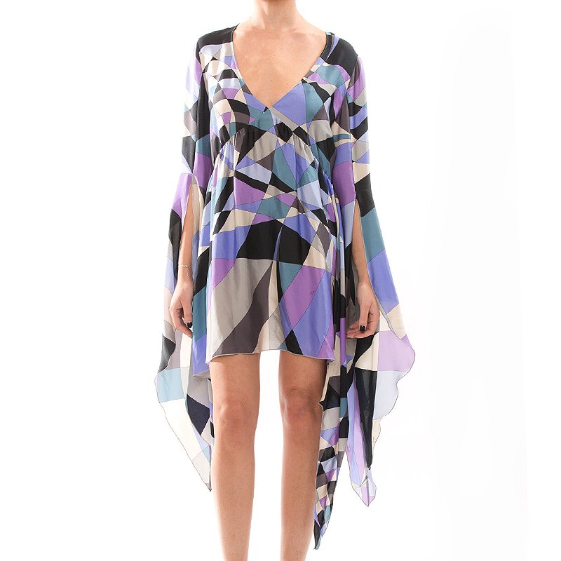 Emilio Pucci Multicolor Silk Kaftan Dress S/M