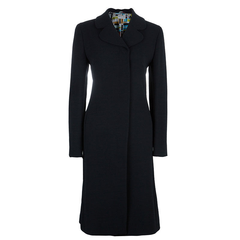 Emilio Pucci Black Print Lining Coat M
