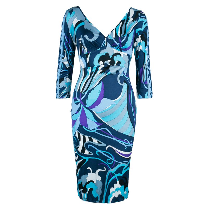 Pre Owned فستان ايميليو بوتشي ميدي طبع تجريدي S