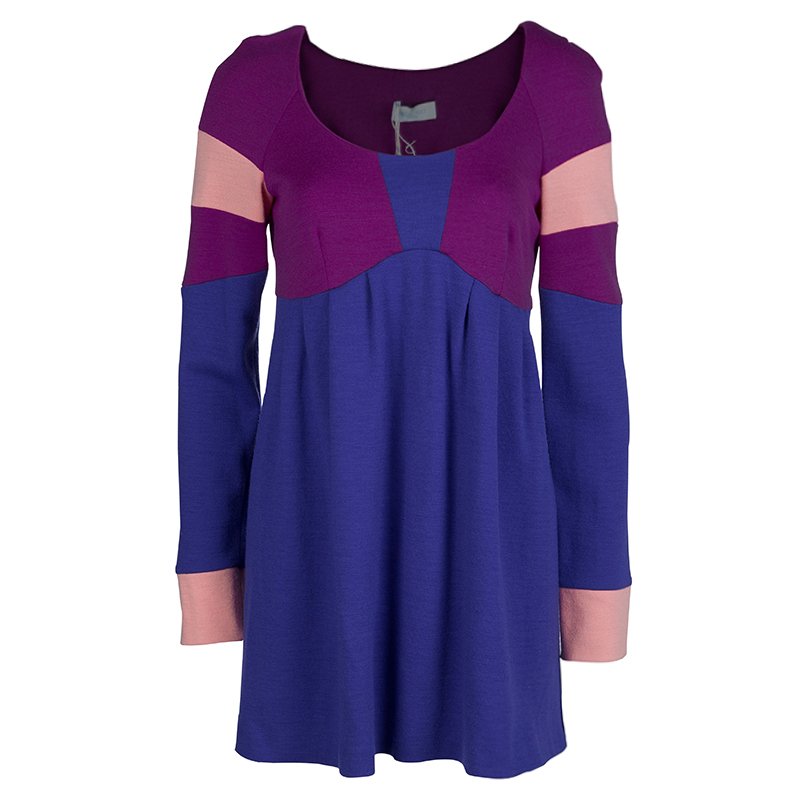Emilio Pucci Multicolor Knit Colorblock Wool Dress M
