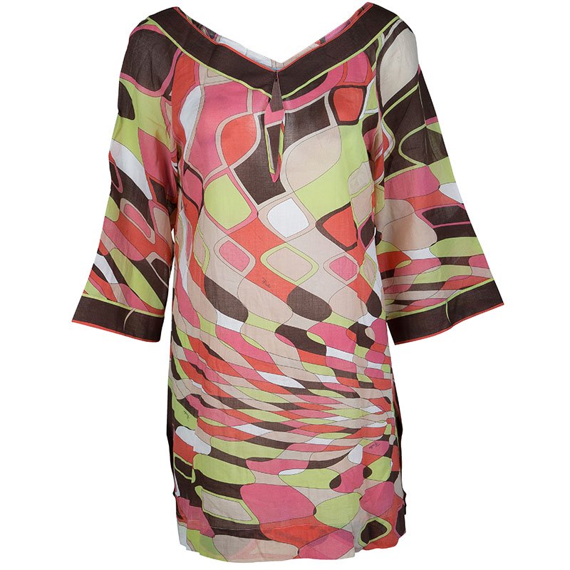 Emilio Pucci Multicolor Printed Cotton Tunic L