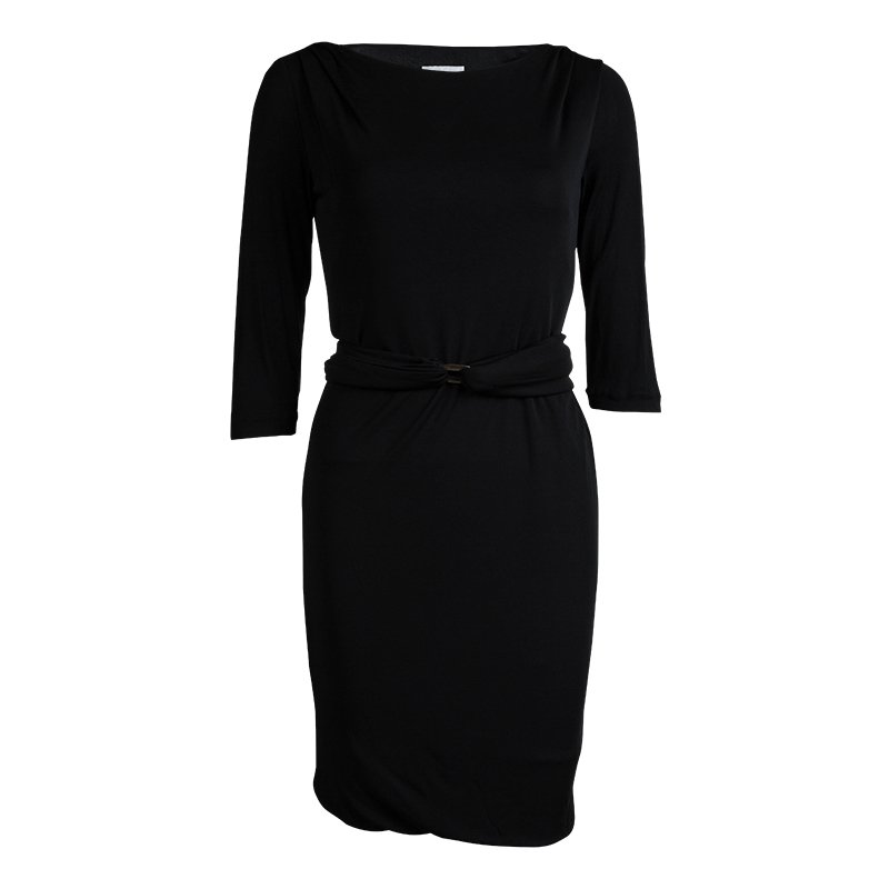 Pre Owned فستان إيميليو بوتشي بحزام جيرسيه أسود S