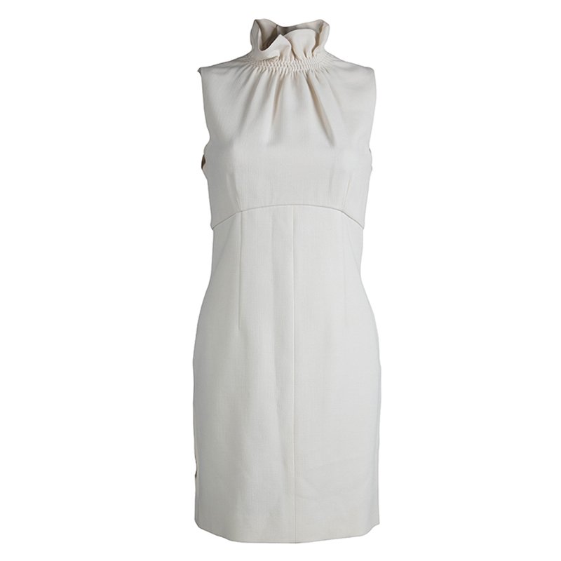 Pre Owned فستان أيميليو بوتشي صوف أصفر فاتح بلا أكمام S